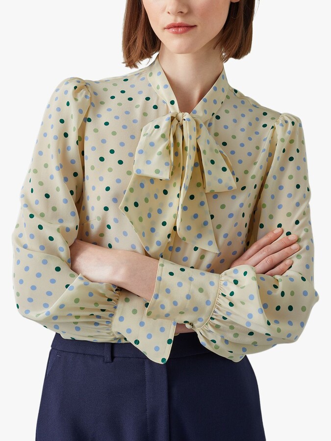 L.K.Bennett Mortimer Spot Print Silk Blouse