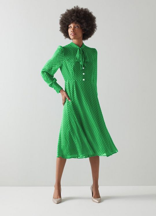 LK Bennett Mortimer Green Silk Blend Dress
