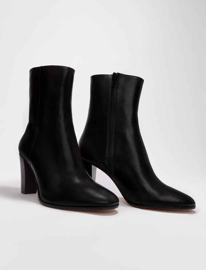 Maje Fanette Heeled Leather Ankle Boots