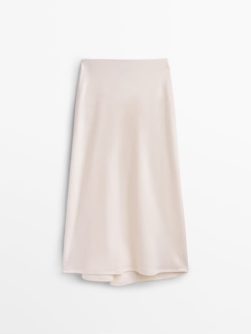 Massimo Dutti Lyocell and Wool Gathered Midi Skirt back view