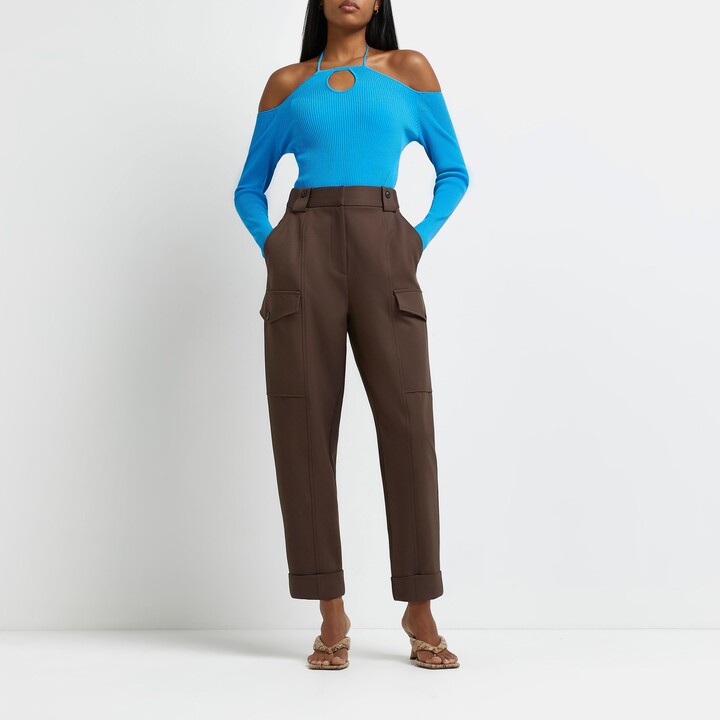 River Island Brown Utility Tapered Trousers