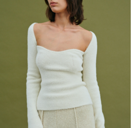 Source Unknown Sweetheart Neckline Brushed Knit