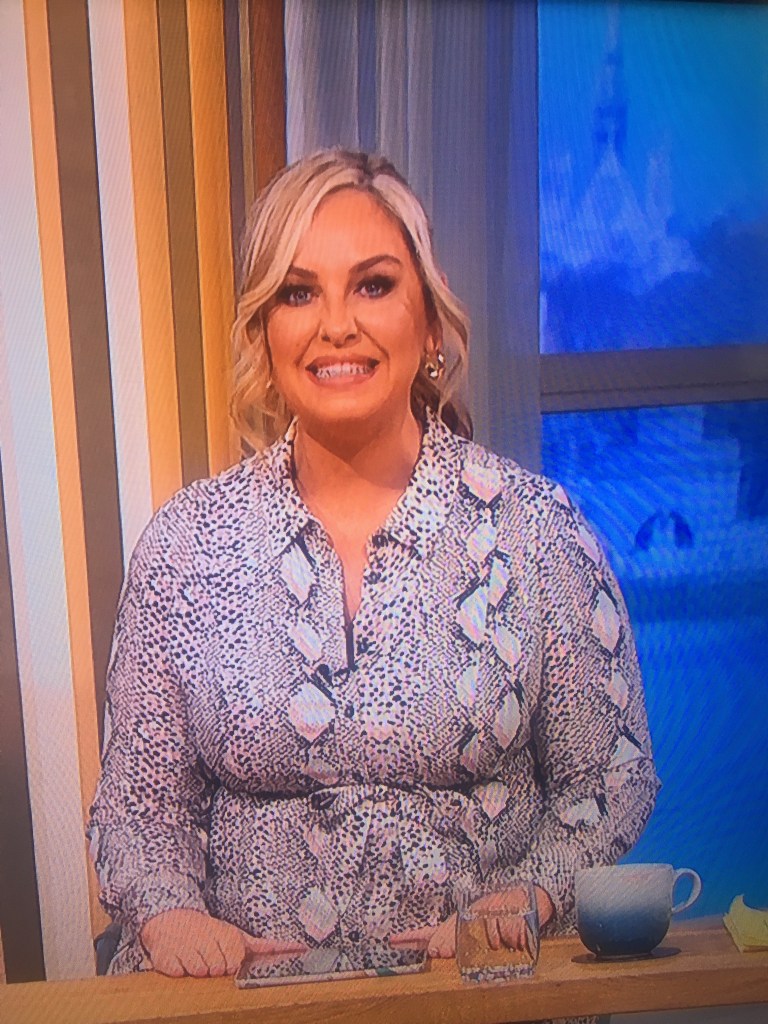 where to get all Josie Gibson This Morning dresses animal snake print belted midi dress 3 February 2022 Photo ITV