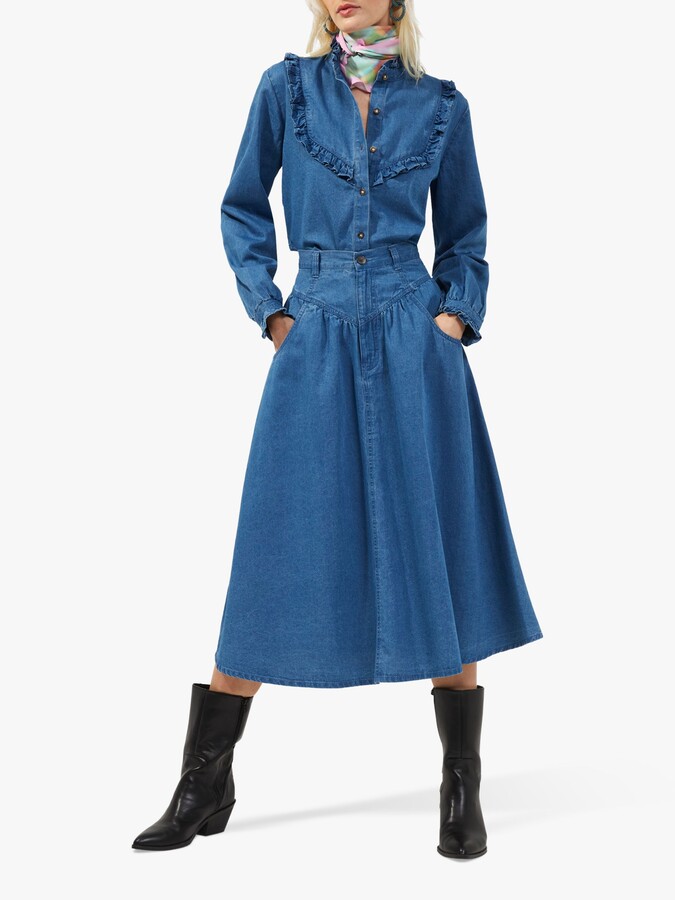 French Connection Zaves Chambray Midi Skirt