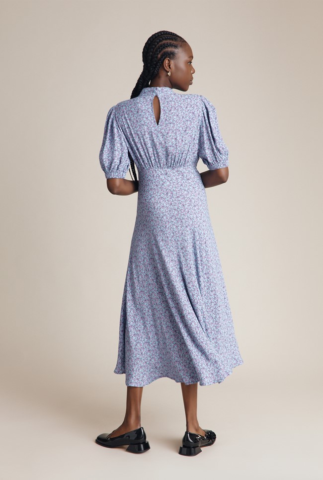 Ghost Luella Dress Blue Floral back view
