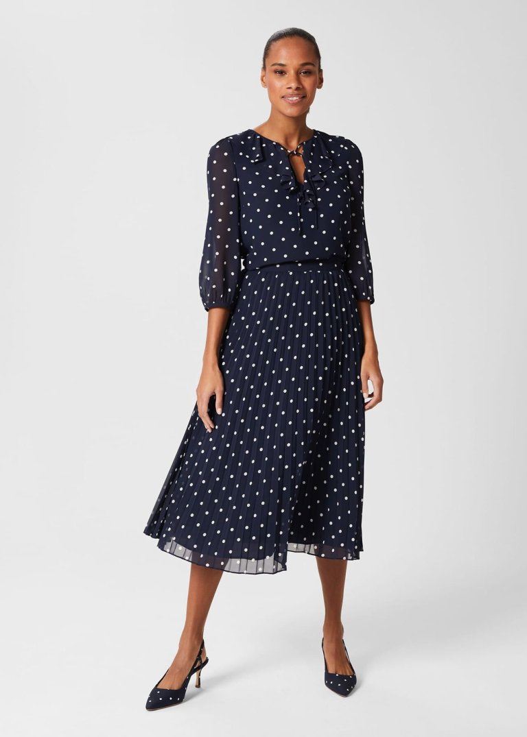 Hobbs Lossie Spot Pleated Skirt