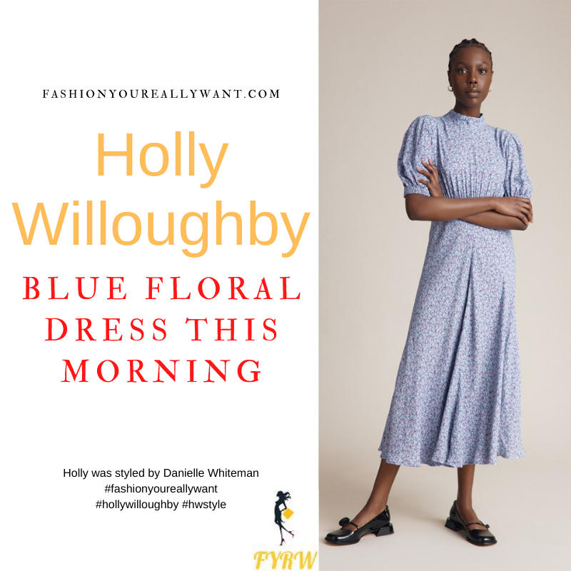 holly willoughby blue floral dress Holly Willoughby stuns in a floral print blue dress while hosting This Morning