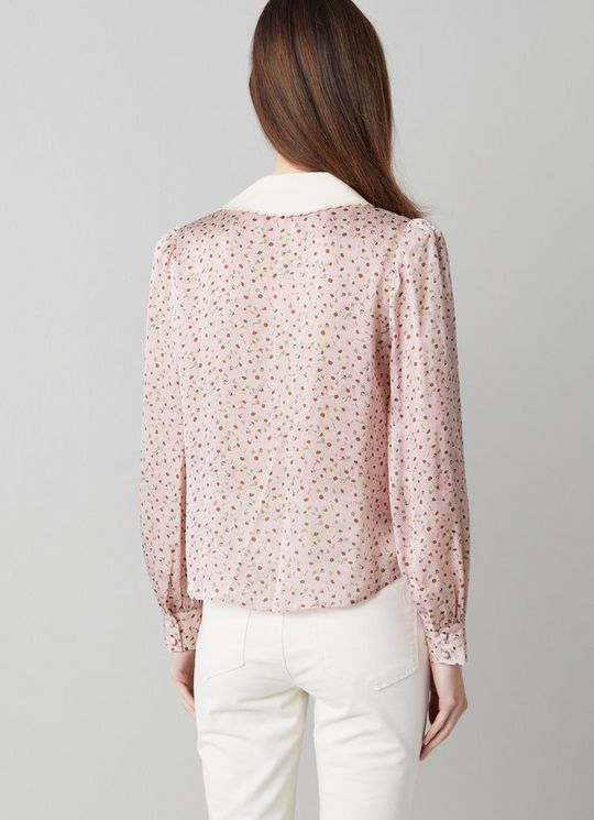 LK Bennett Beecham Daisy Print Scallop Collar Silk Blouse back view