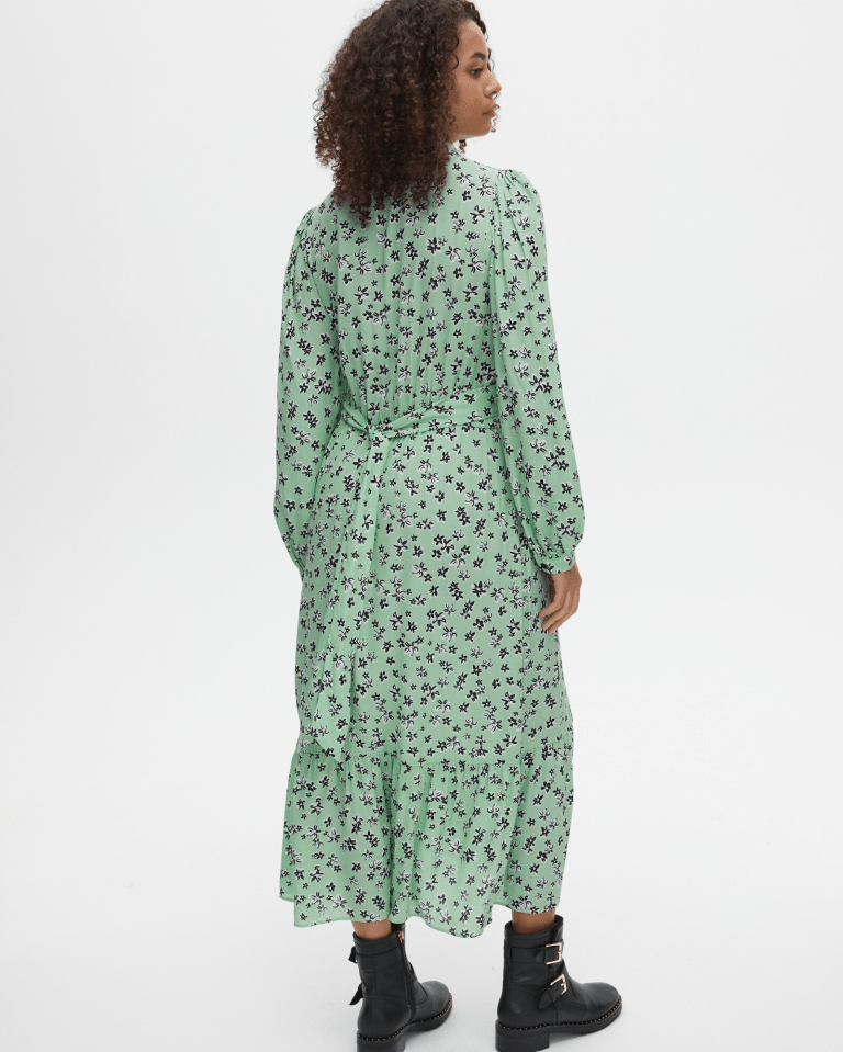 Oliver Bonas Green Midi Shirt Dress back view