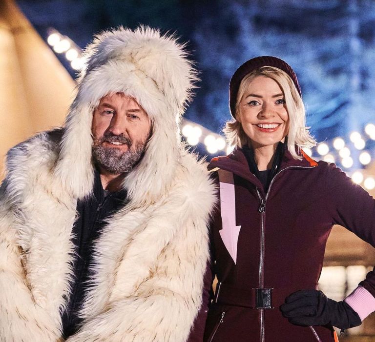 where to get all Holly Willoughby outfits Freeze the Fear Brown ski jumpsuit with arrow 8 March 2022 Photo Holly Willoughby