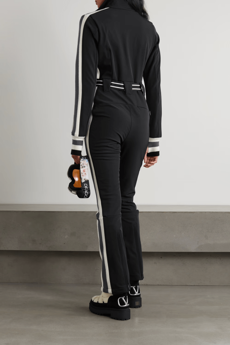 Perfect Moment Crystal belted striped ski suit back view