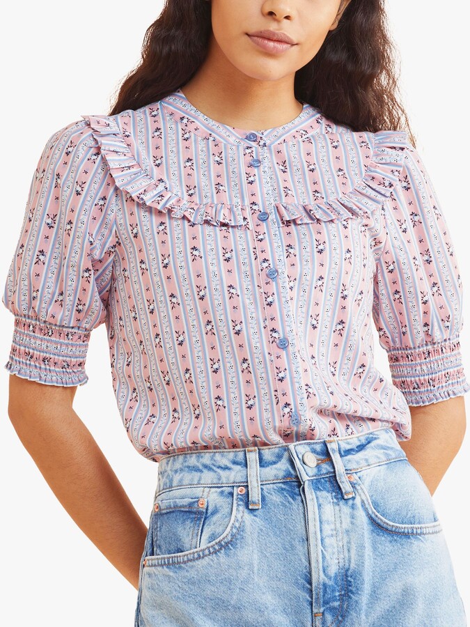 Albaray Organic Cotton Chintz Stripe Blouse
