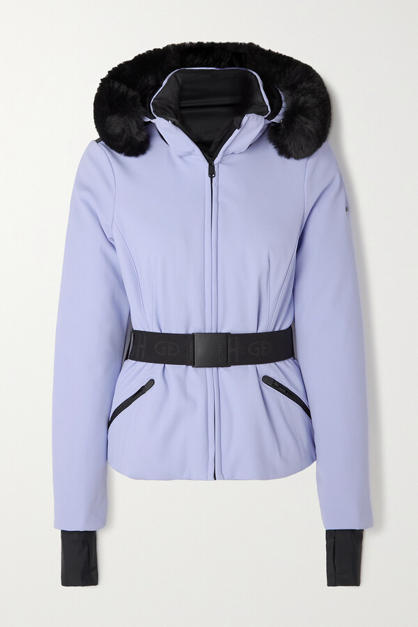 Goldbergh Hida belted hooded faux fur-trimmed down ski jacket
