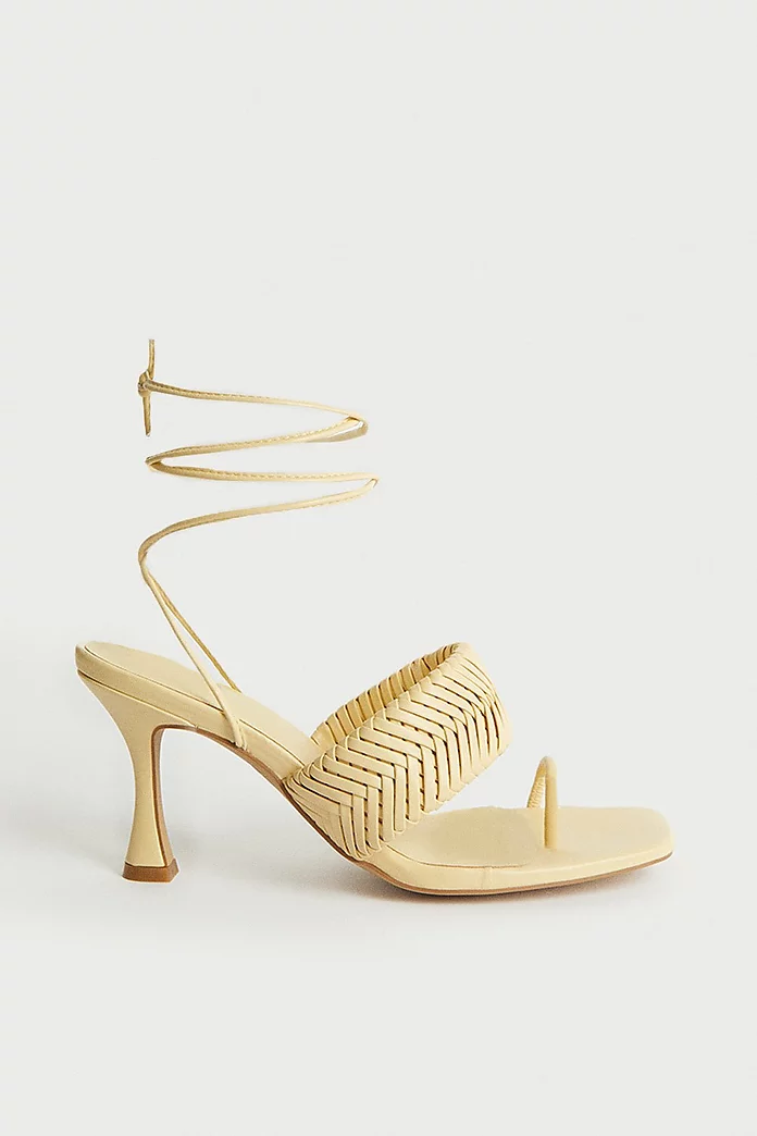 Warehouse Ankle Wrap Woven Heel Sandals