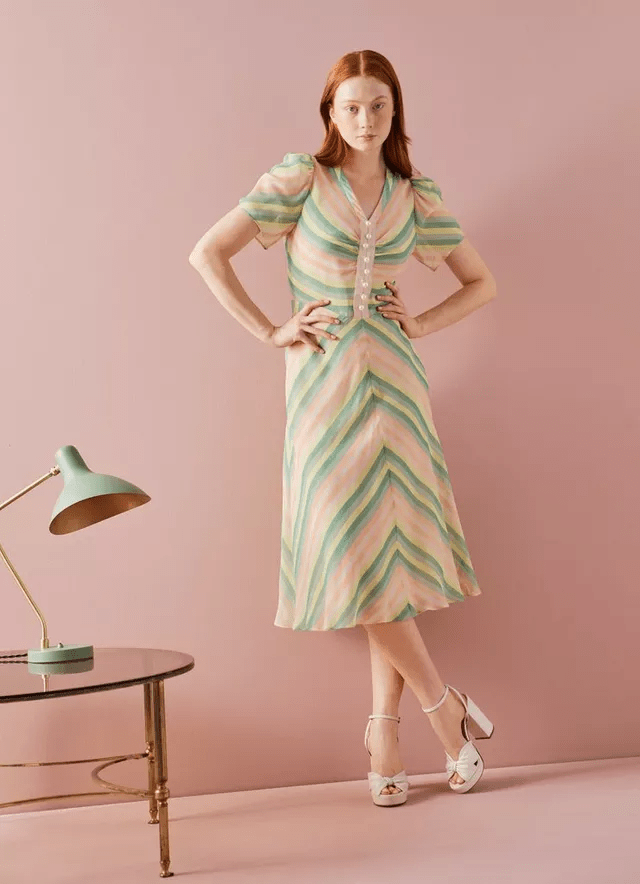 LK Bennett Holzer Candy Stripe Silk Midi Dress