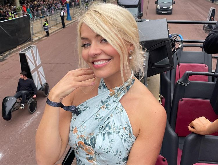 where to get all Holly Willoughby dresses blue floral halter midi dress 5 June 2022 Photo Holly Willoughby