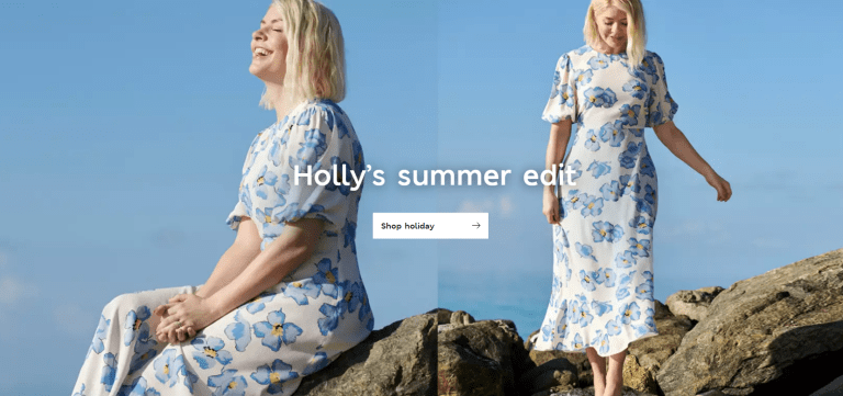 where to get all Holly Willoughby dresses white and blue floral midi dress 9 June 2022 Photo M&amp;S