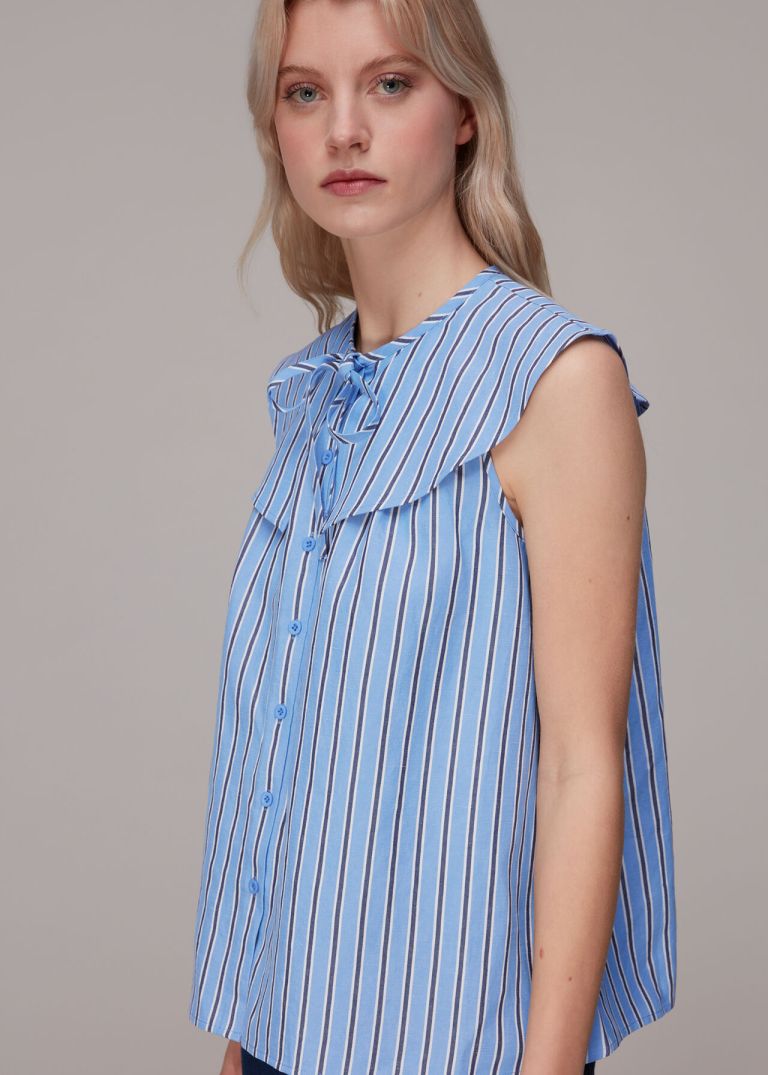 Whistles Maggie Stripe Collar Top