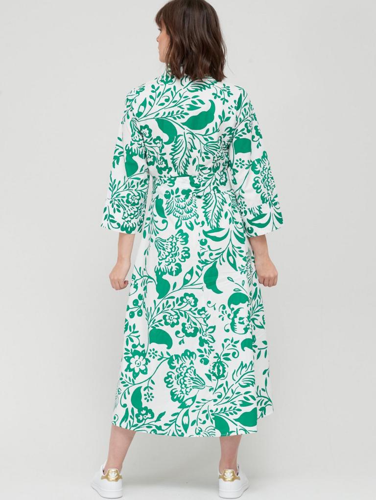 Fig & Basil Printed Cotton Skater Dress back view