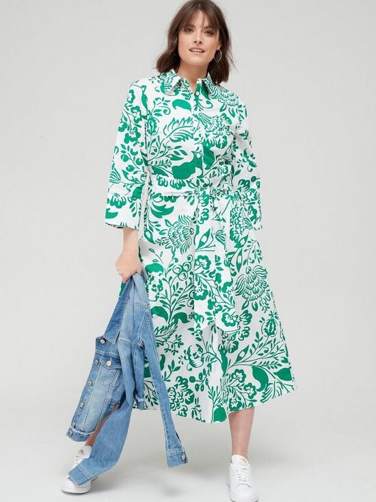 Fig & Basil Printed Cotton Skater Dress