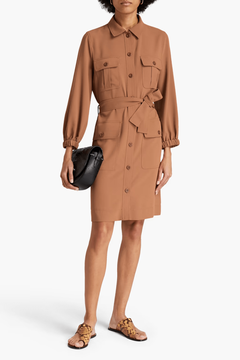 See By Chloe Belted Crepe Shirt Dress