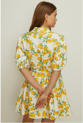 where to get all Holly Willoughby This Morning dresses lemon print dress nude suede sandal 5 July 2022 photo Holly Willoughby