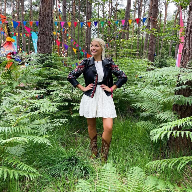 where to get all Holly Willoughby This Morning dresses white broderie mini dress black embroidered jacket brown western boots 7 July 2022 Photo Holly willoughby