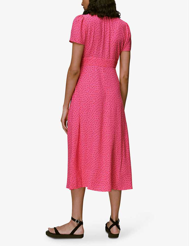 Whistles Heidi polka-dot crepe midi dress back view