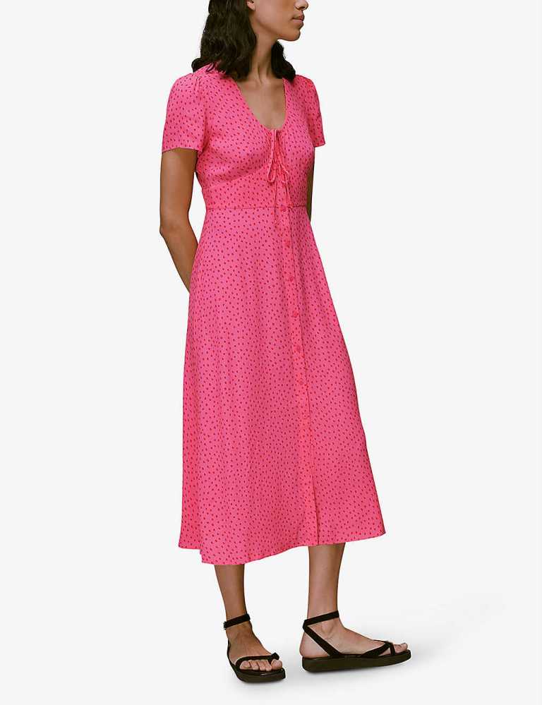 Whistles Heidi polka-dot crepe midi dress