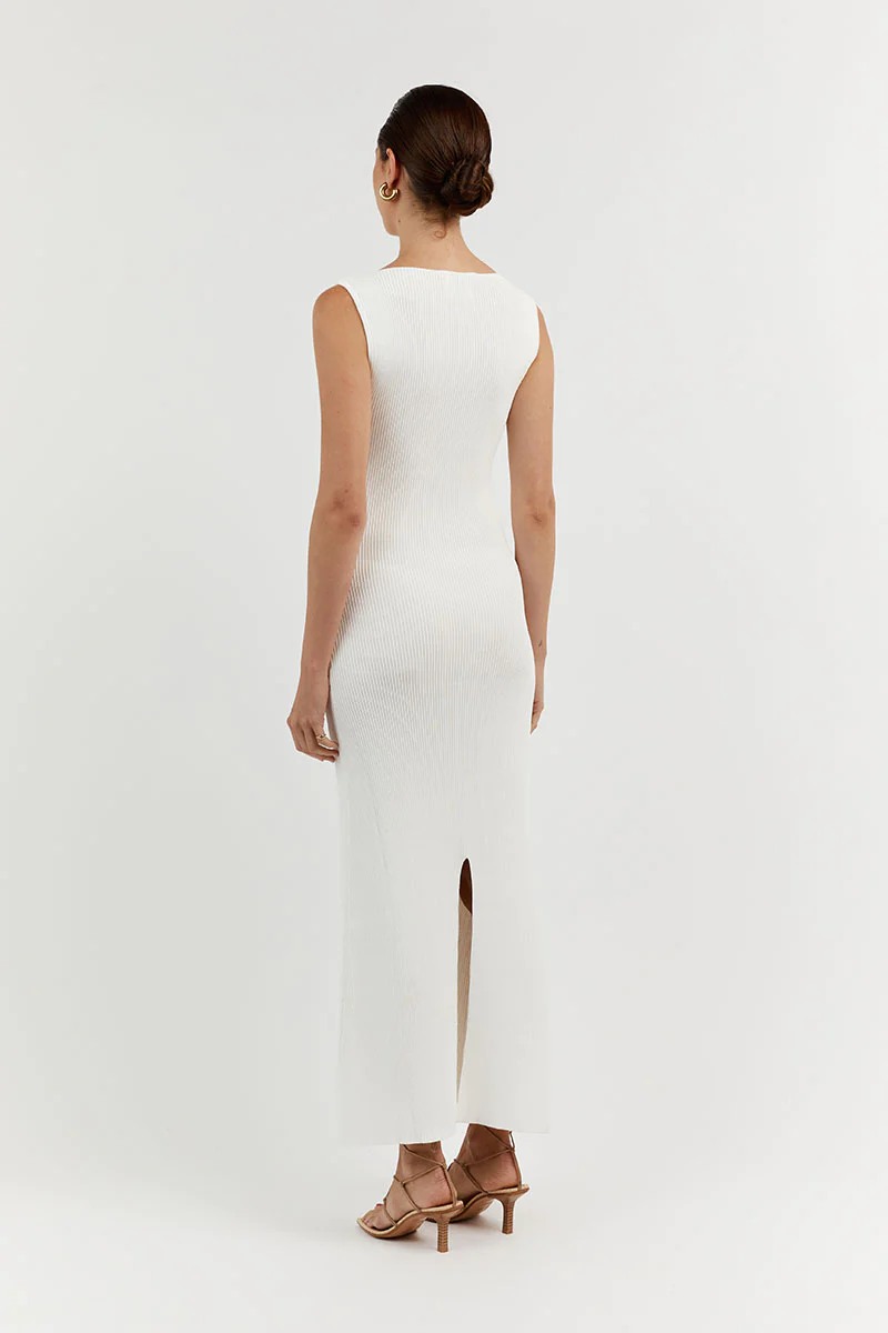 DISSH Aria Off White Knit Midi Dress back view