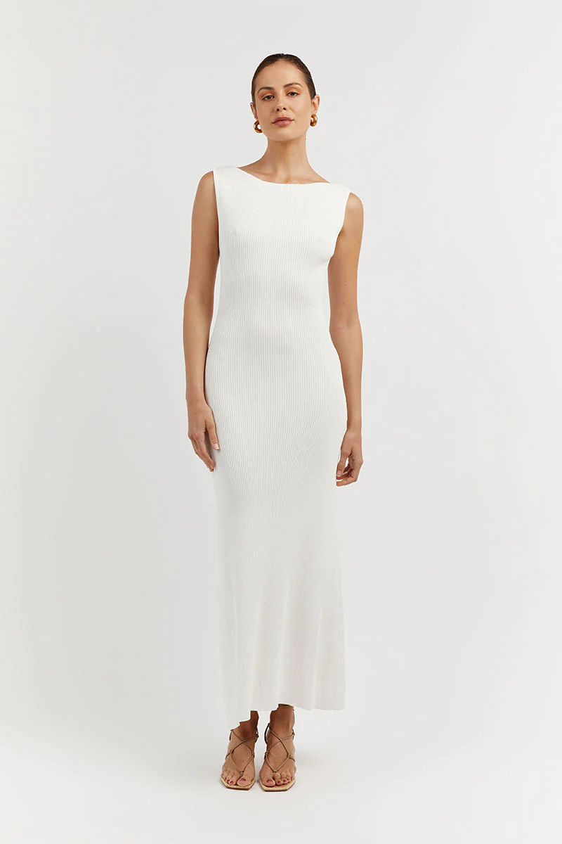 DISSH Aria Off White Knit Midi Dress