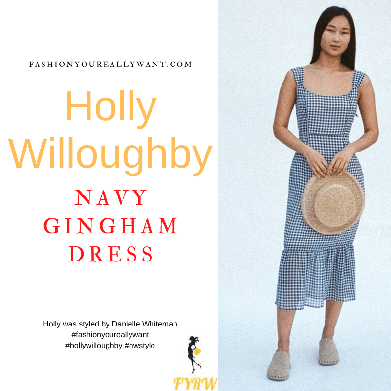 Where to get all Holly Willoughby outfits dresses blog June 2022 navy and white gingham dress