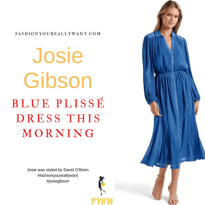 Where to get all Josie Gibson This Morning outfits dresses blog August 2022 blue pleated midi shirt dress