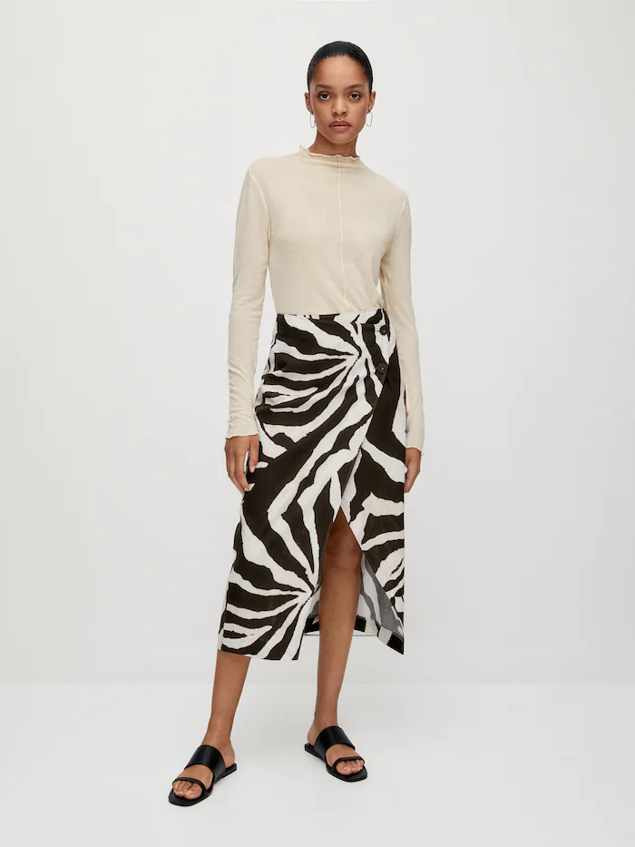 Massimo Dutti Zebra Print Linen Skirt