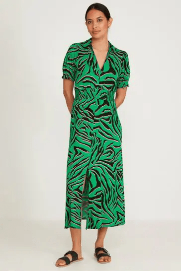 M&amp;Co Green Print Midi Dress