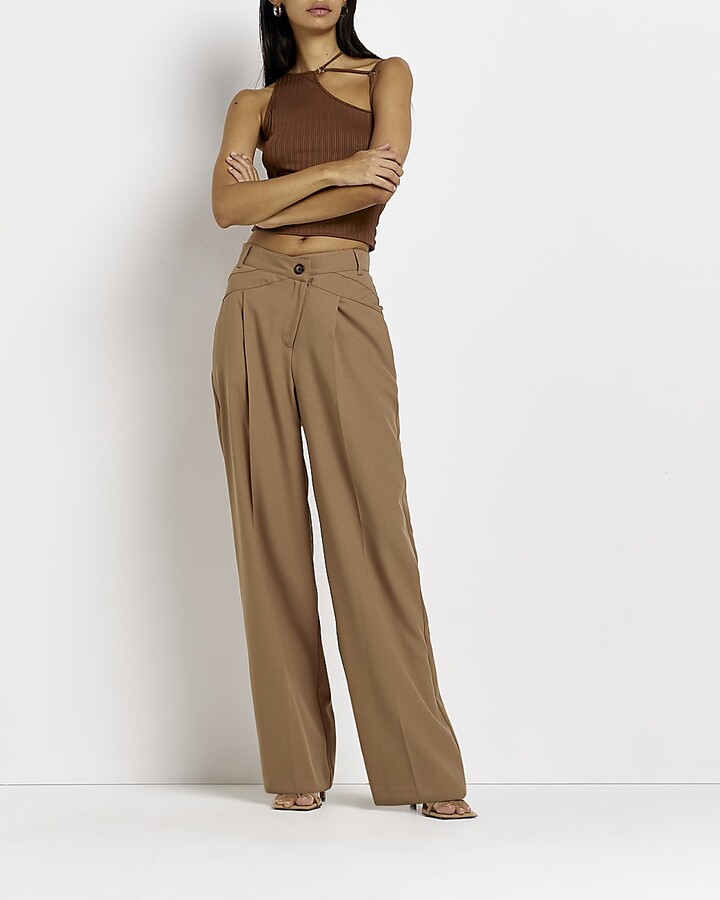 river-island-womens-beige-crossed-waistband-straight-trousers