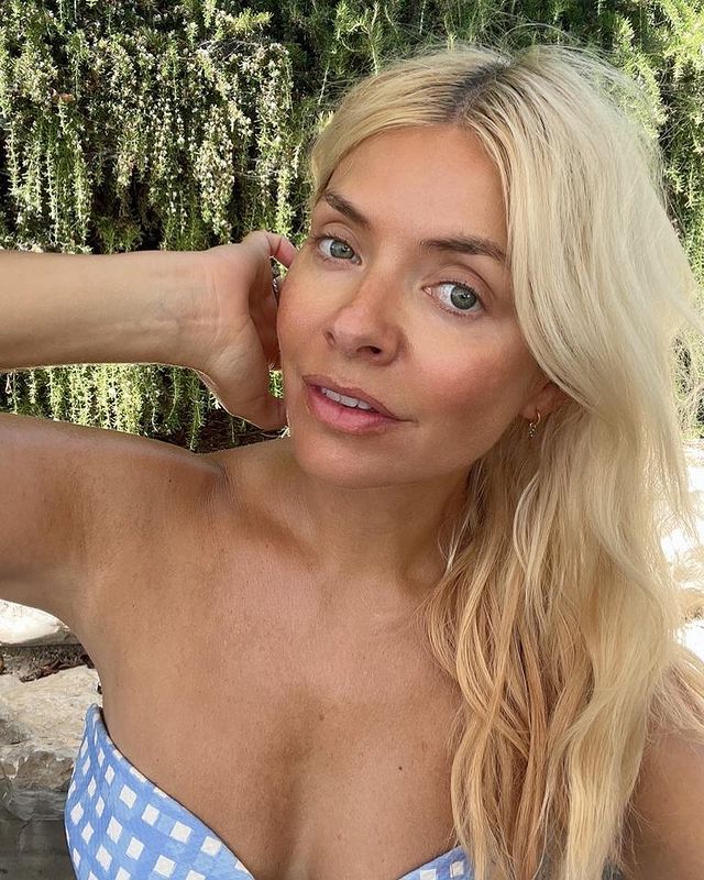 where to get all Holly Willoughby swimwear blue and white gingham bikini wylde Moon 5 August 2022
