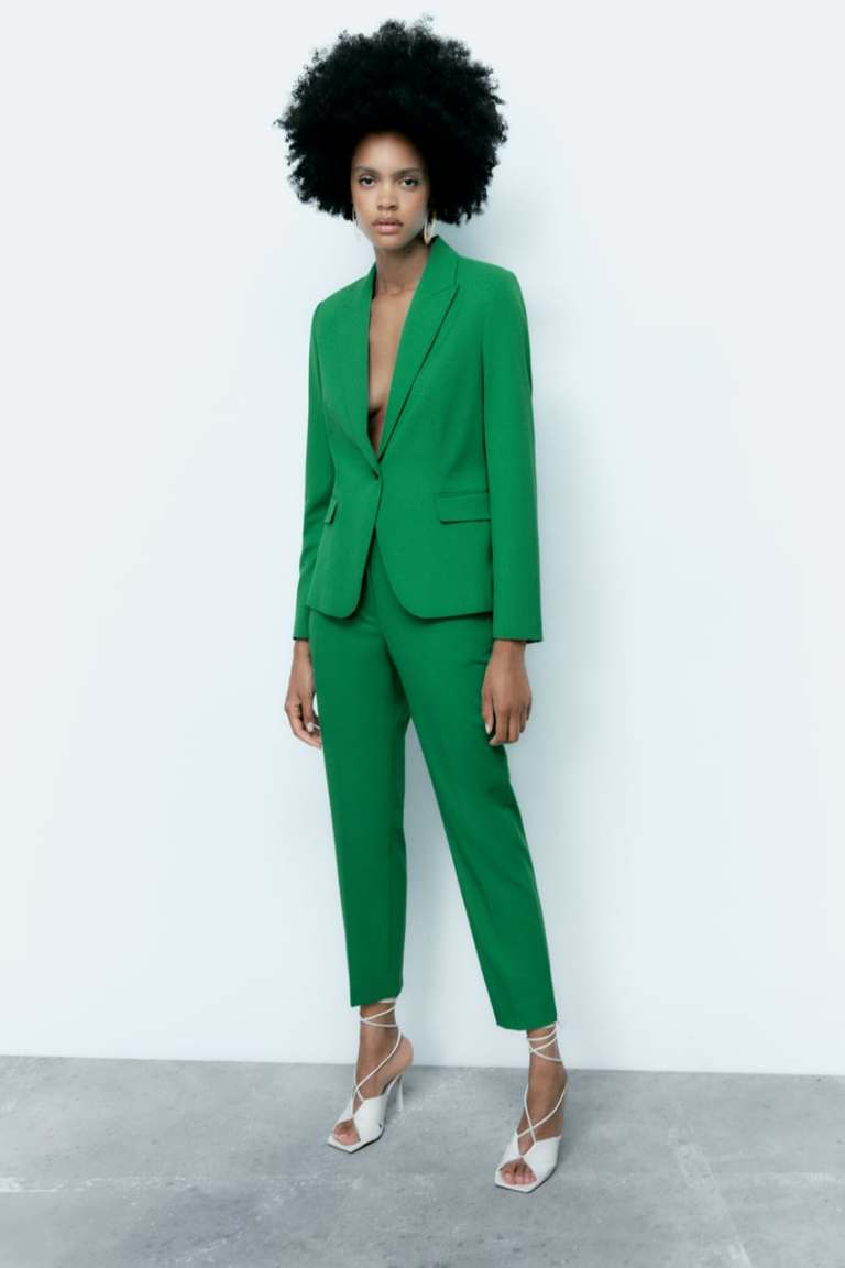 Zara Basic Blazer and trousers green