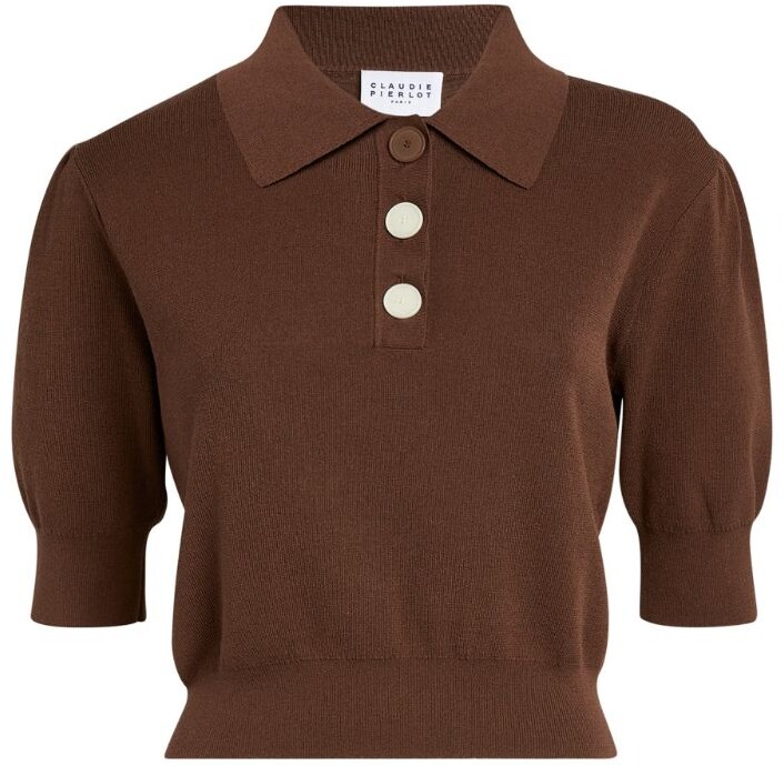 Claudie Pierlot Short Sleeve Knitted Polo Shirt