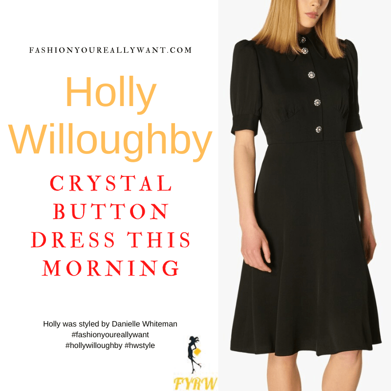 Where to get all Holly Willoughby This Morning outfits dresses blog September 2022 black tea dress crystal buttons HM the Queen lying in state