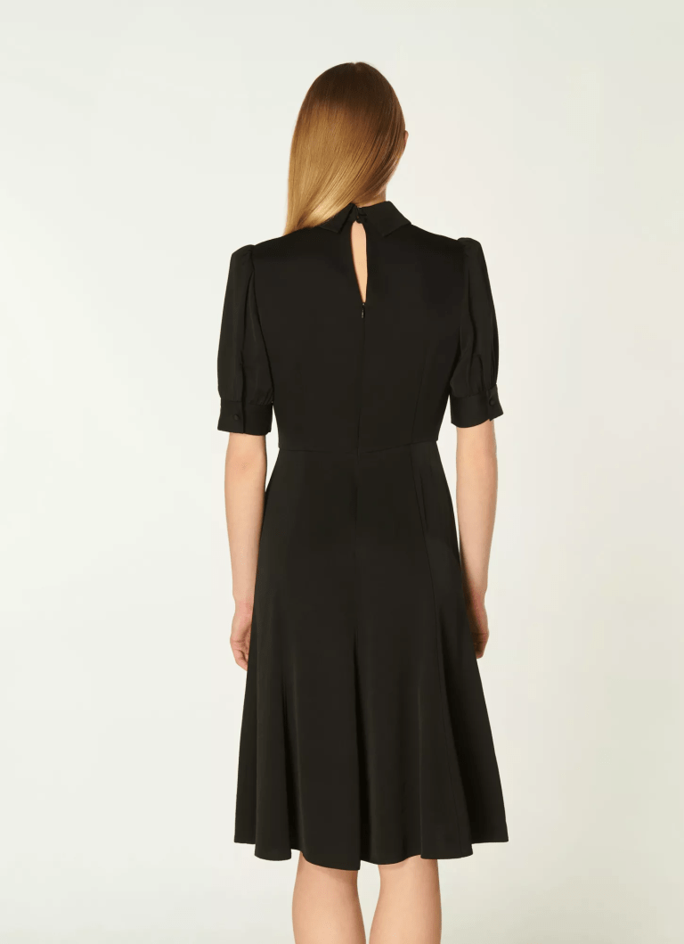 LK Bennett Esme Black Crepe Crystal Button Tea Dress back view