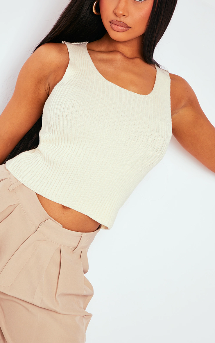 Pretty Little Thing Off White Soft Rib Knit Tank top