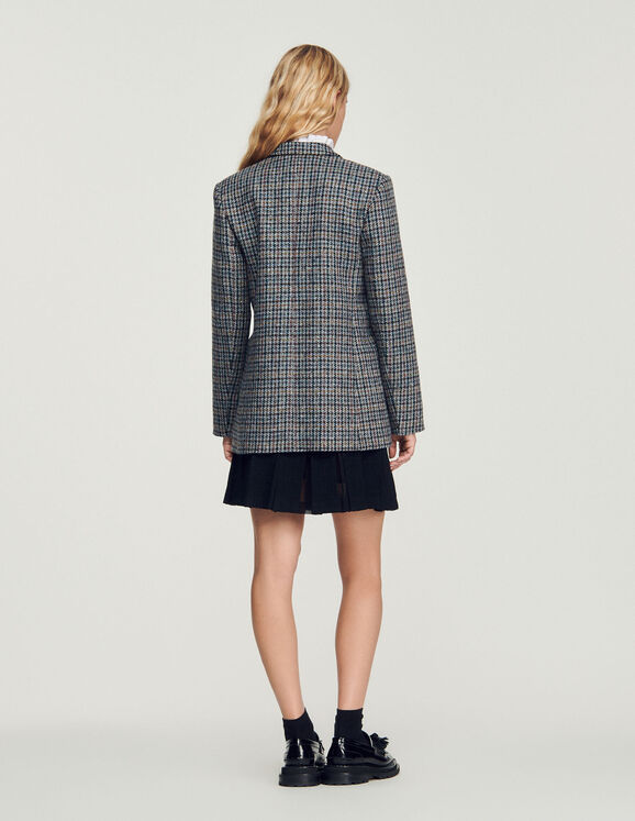 Sandro Checked Tailored Jacket back view