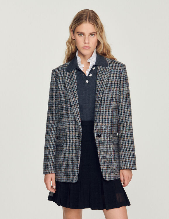 Sandro Checked Tailored Jacket