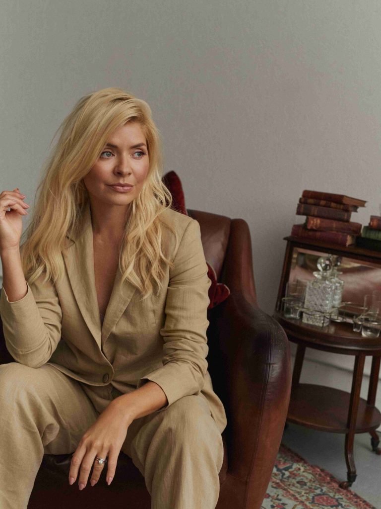 Where to get all Holly Willoughby outfits cream buttermilk beige linen trouser suit Wylde Moon October 2022