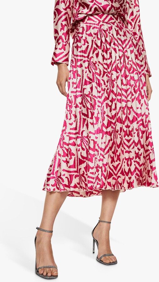 Mango Quant Abstract Printed Pleated Midi Skirt