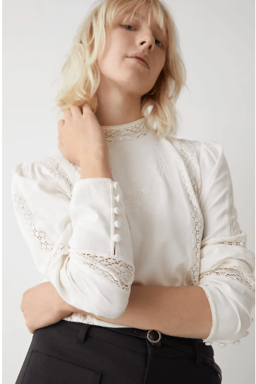 & Other Stories Embroidered Lace Trim Blouse v2
