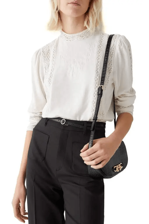 & Other Stories Embroidered Lace Trim Blouse