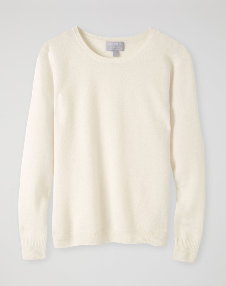 Pure Collection Cashmere Slim fit Crew Neck Sweater Soft white