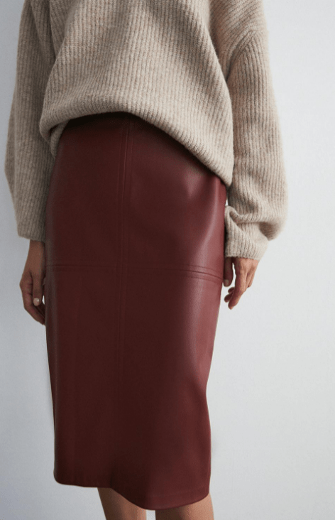 Warehouse Easy Faux Leather Pencil Skirt